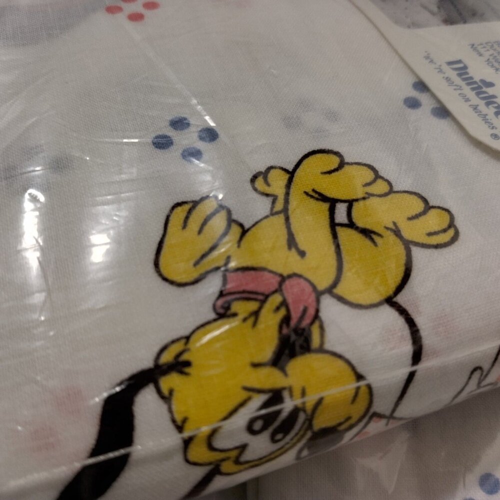Vintage Disney Babies Dundee Crib Sheet 28x52 White ABC Mickey Minne New NOS - Picture 6 of 11